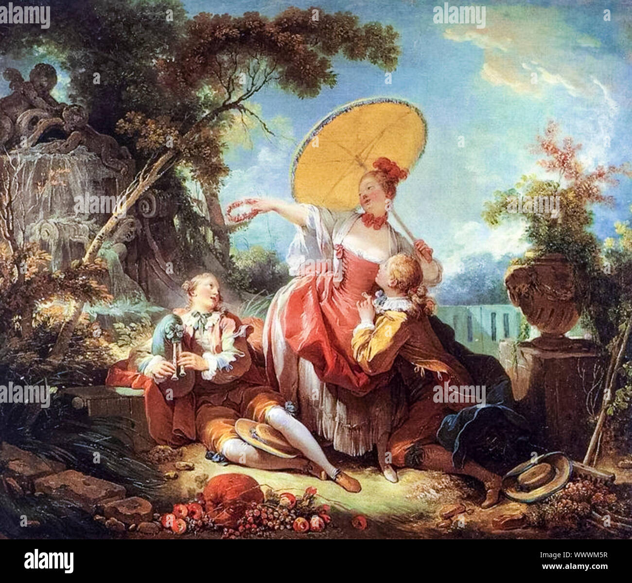 Jean-Honoré Fragonard, The Musical Contest, painting, circa 1754 Stock Photo