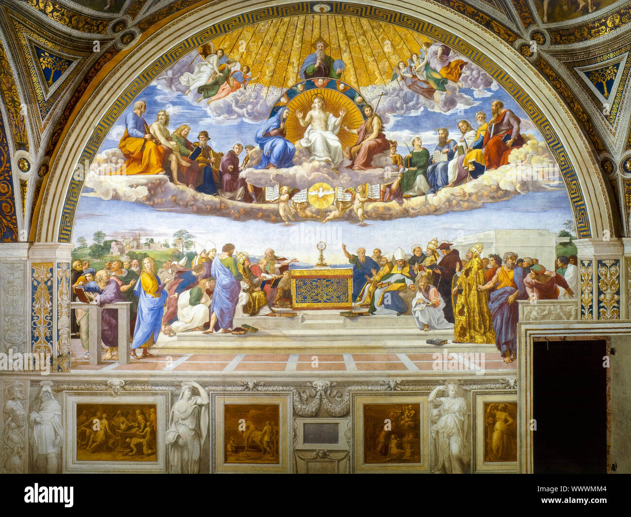 Raphael, Disputation of Holy Sacrament, fresco painting, 1509 Stock Photo