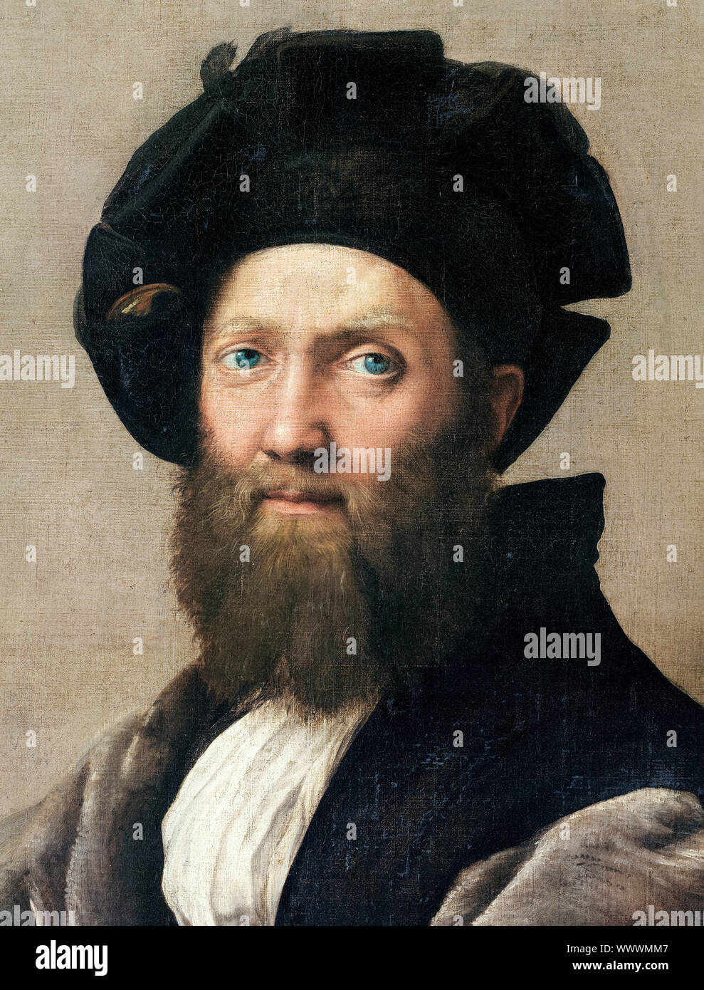 Raphael, Portrait of Baldassare Castiglione, painting detail, 1514-1515 Stock Photo