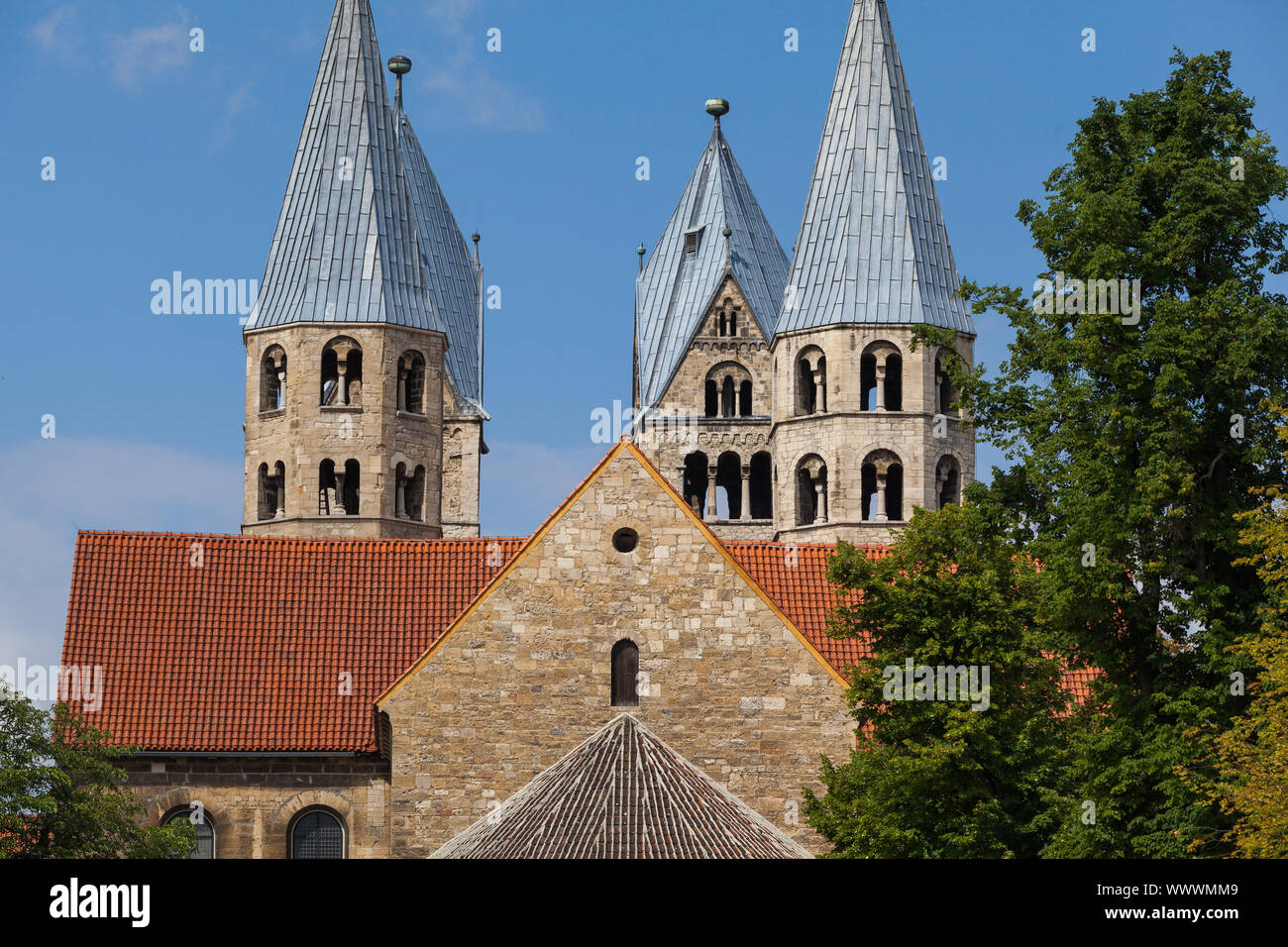 Halberstadt view to the Liebfrauenkirche at the Domplatz Stock Photo