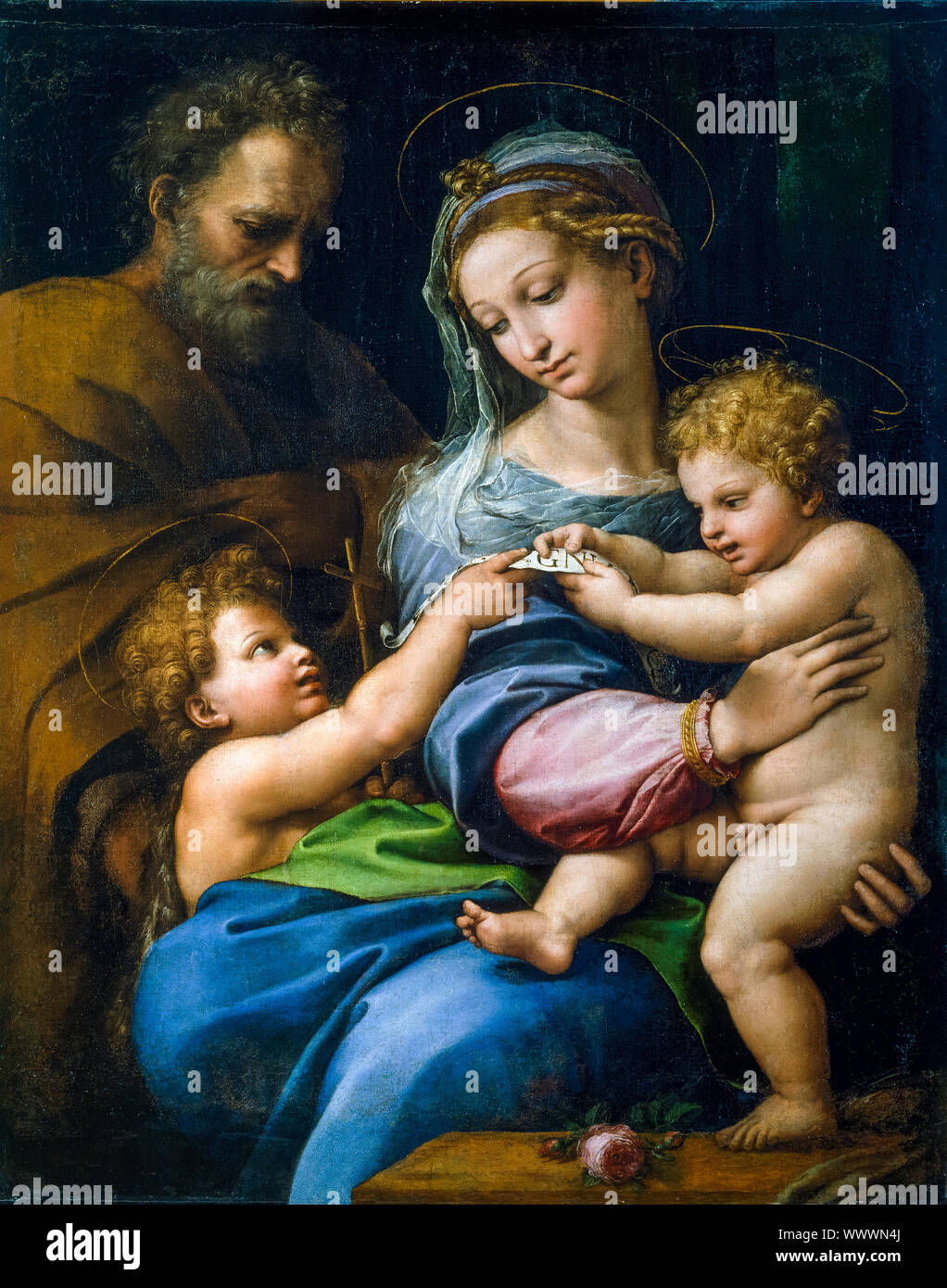 Raphael, Madonna of the Rose, painting, 1517 Stock Photo