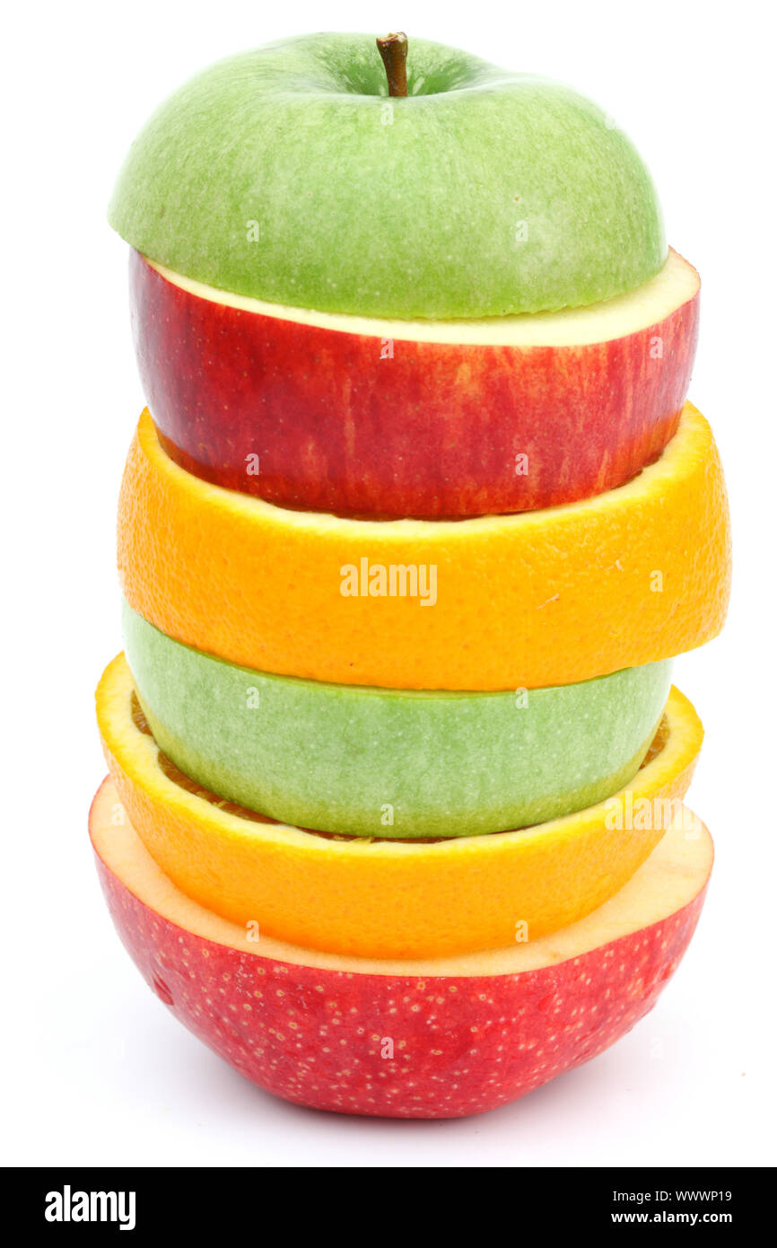 apple orange pile isolated Stock Photo Alamy
