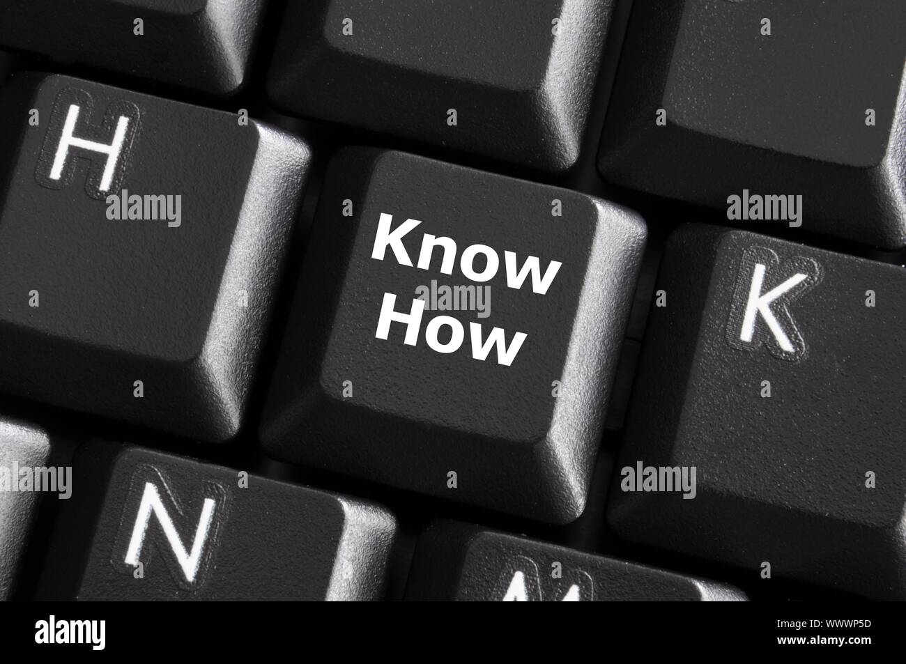 know how knowledge or education concept with button on computer keyboard Stock Photo
