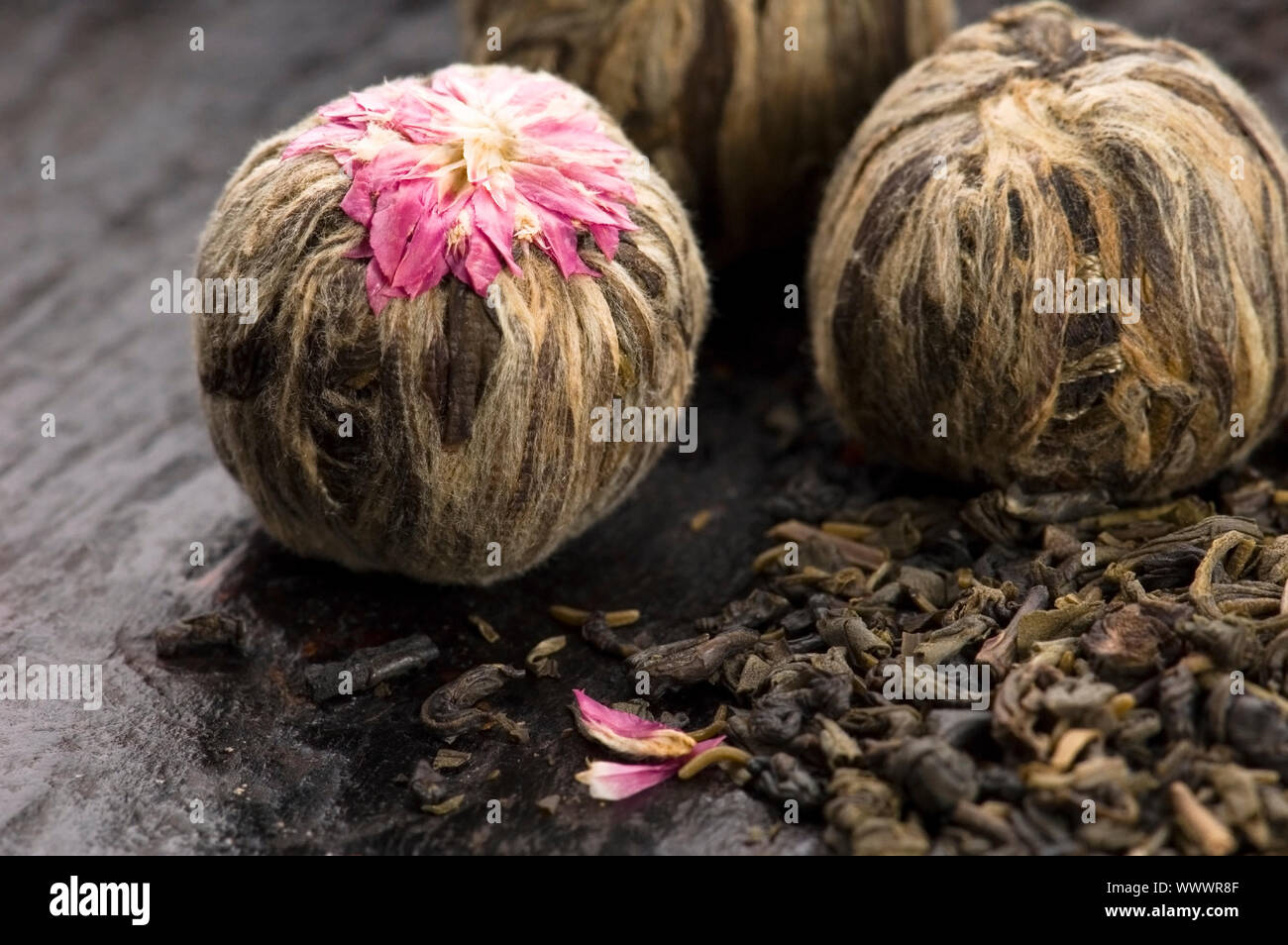 Green chinese tea balls Stock Photo Alamy