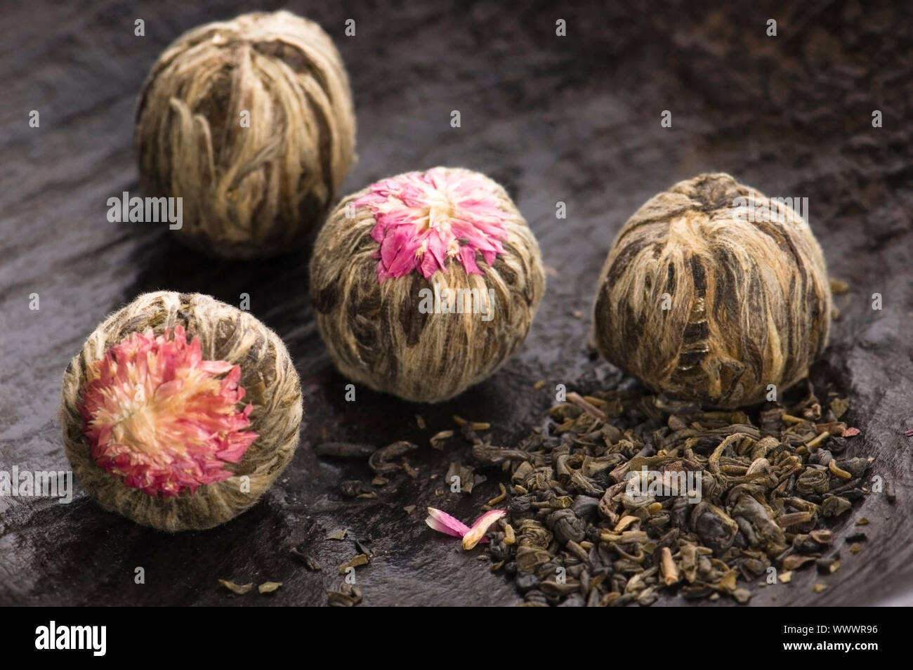 Green chinese tea balls Stock Photo Alamy