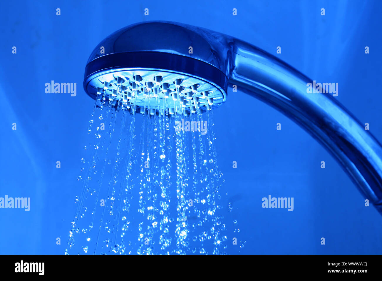 fresh shower clean blue water jet Stock Photo Alamy