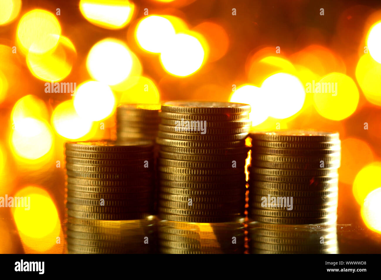 magic coins on bokeh background Stock Photo - Alamy