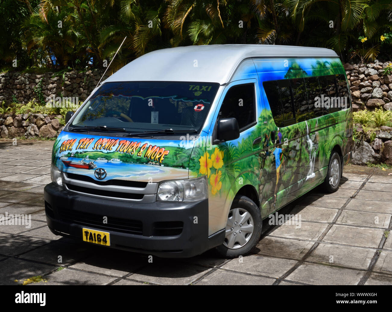 Island taxi, Nevis, St. Kitts and Nevis, Caribbean island Stock Photo