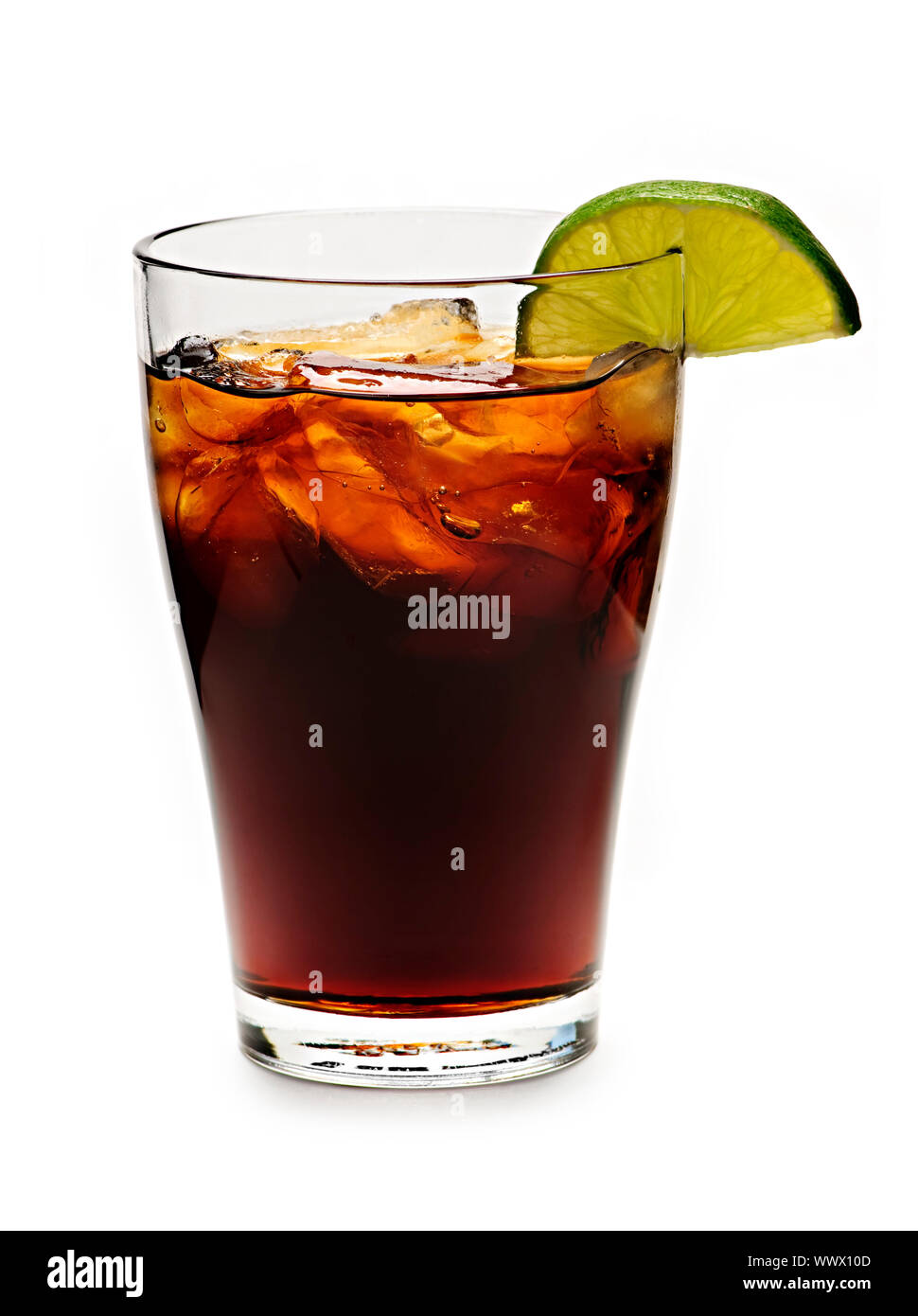 Glass of cola with ice and lime isolated on white background Stock ...