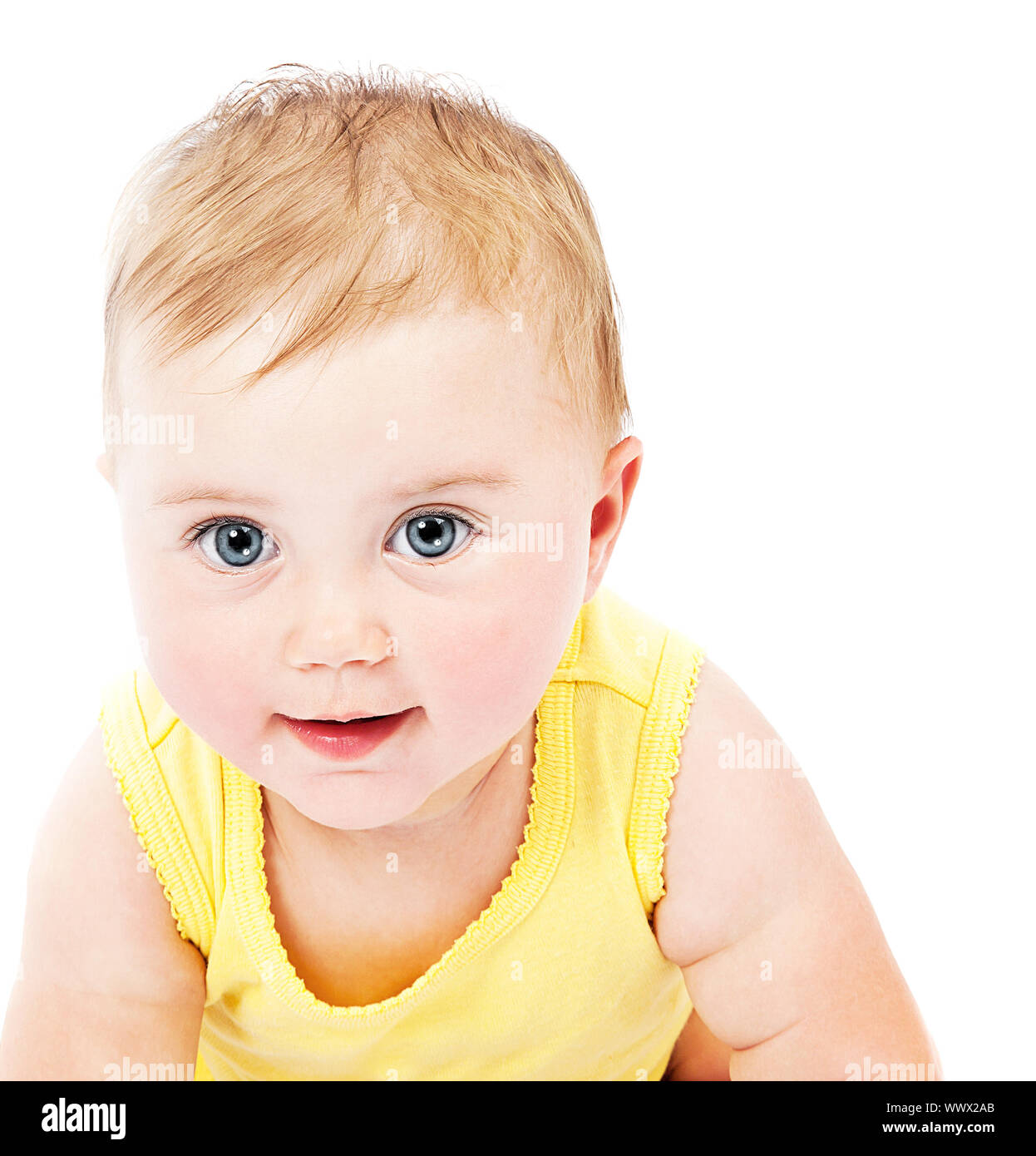 Cute baby face portrait isolated on white background Stock Photo Alamy