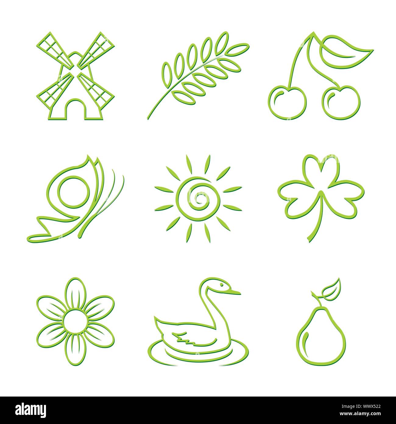 Nature Icon Set Stock Vector Image & Art - Alamy