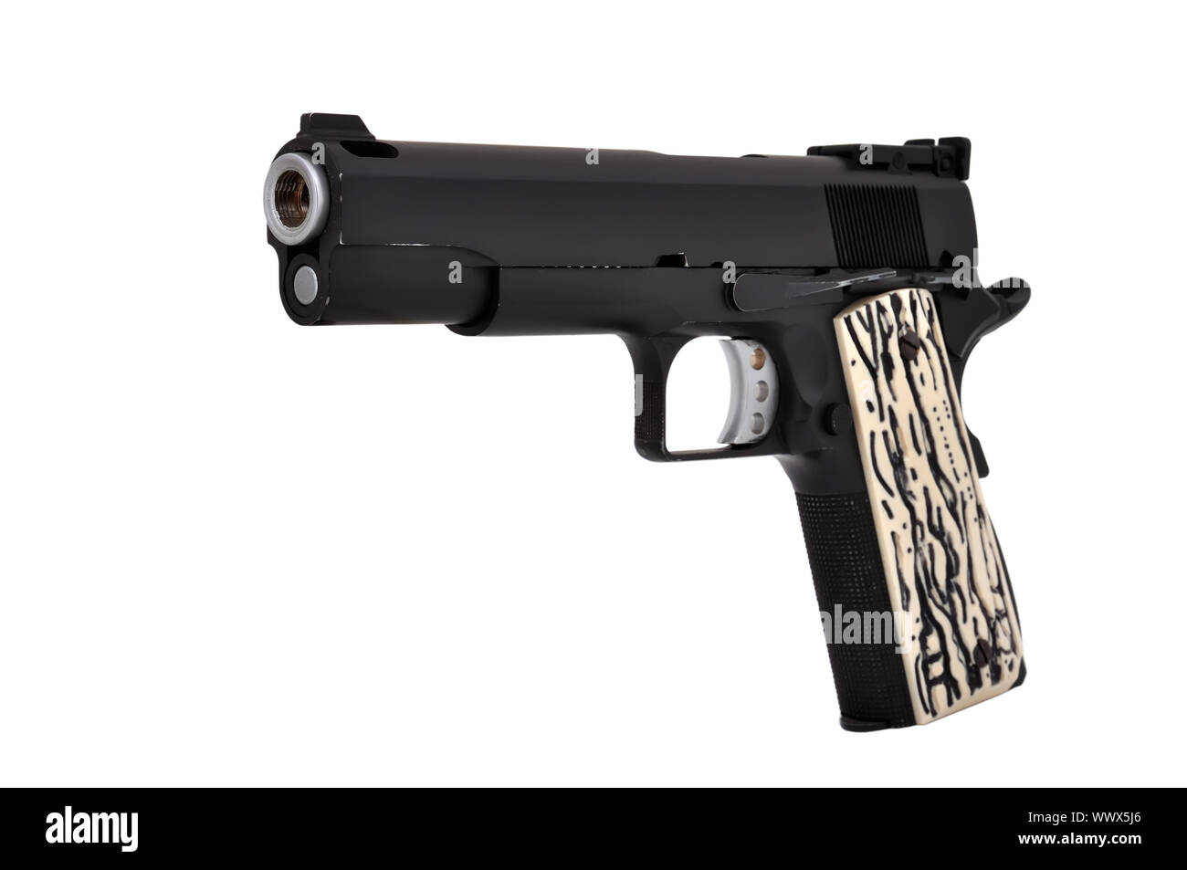 Black Semi Auto handgun on a white background Stock Photo - Alamy