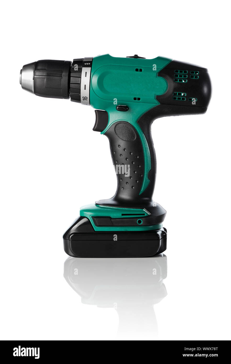 Professional grade batterypowered cordless electric drill Stock Photo
