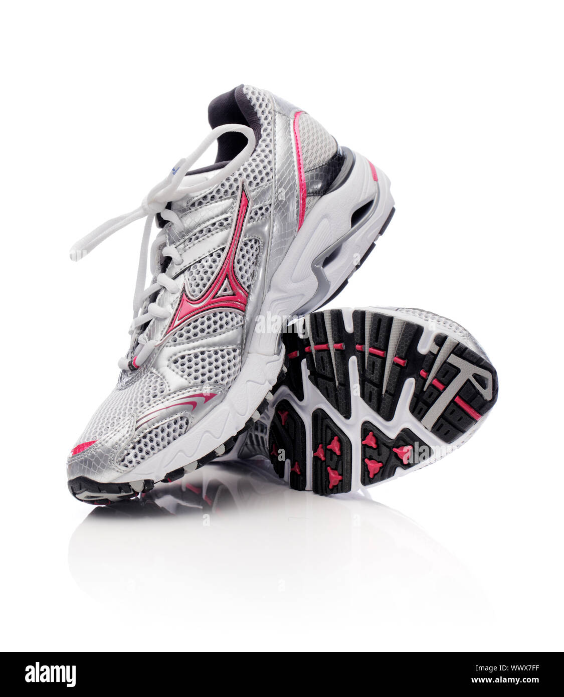 Finland - April 18, 2011: New women's Mizuno brand athletic shoes designed  for running Stock Photo - Alamy