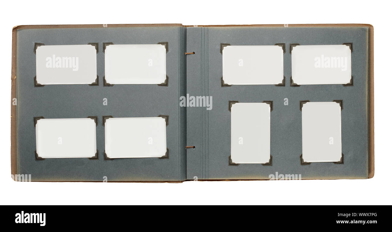 Vintage photo album with blank photos Stock Photo - Alamy