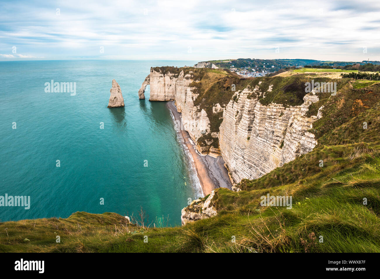 White cliffs of Etretat and the Alabaster Coast, Normandy, France Stock ...