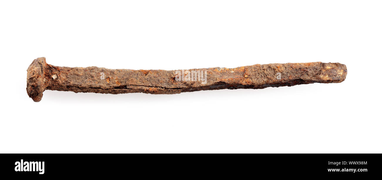 old big rusty nail isolated on white WWX98M