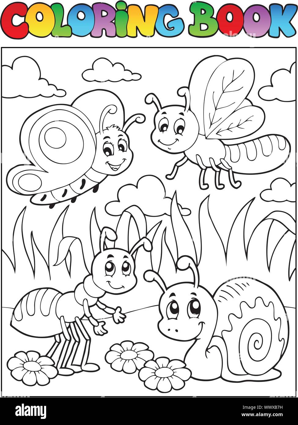 Coloring book bugs theme image 3 Stock Vector Image & Art - Alamy