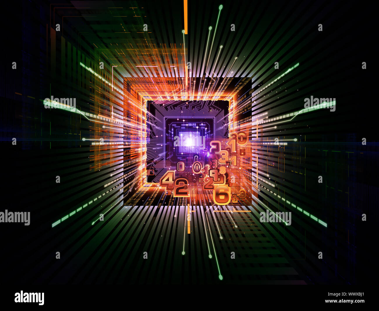 Composition of CPU graphic and abstract design elements on the subject of  digital equipment, computing and modern technologies Stock Photo - Alamy