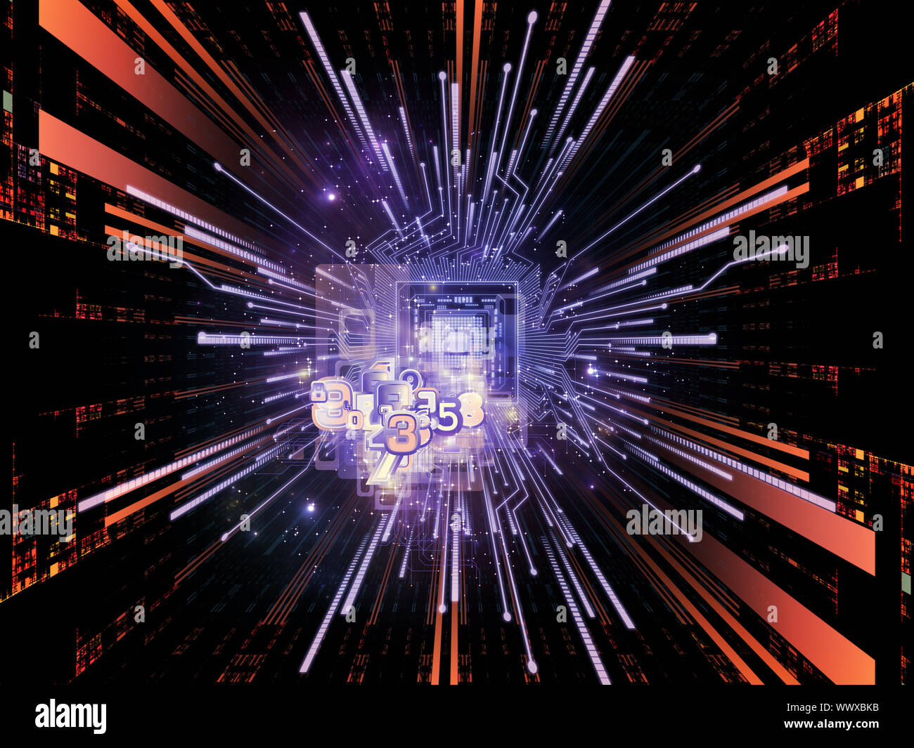Artistic abstraction composed of technological and abstract design ...