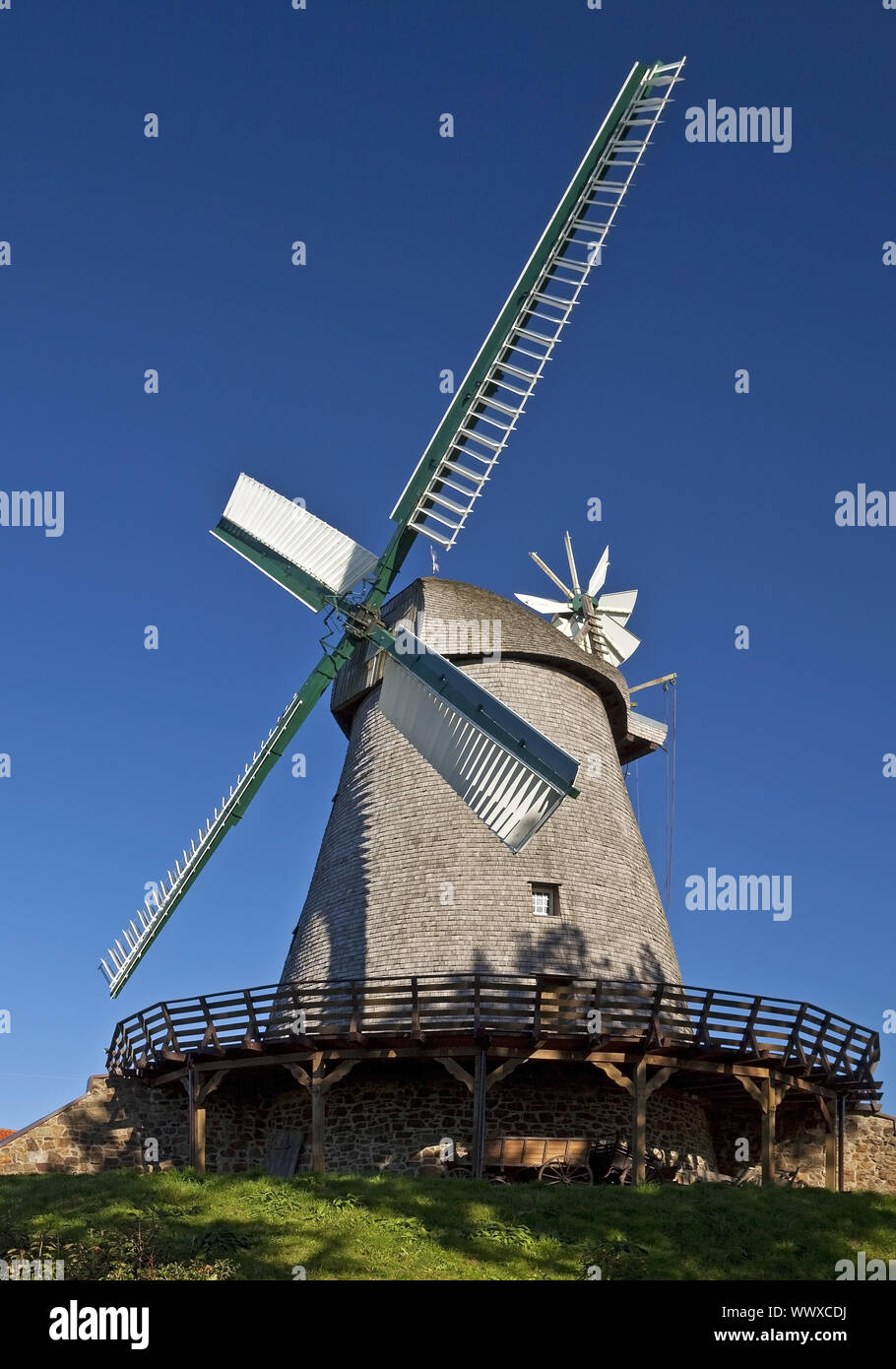 wind mill Exter, Vlotho, East Westphalia, North Rhine-westphalia, Germany, Europe Stock Photo