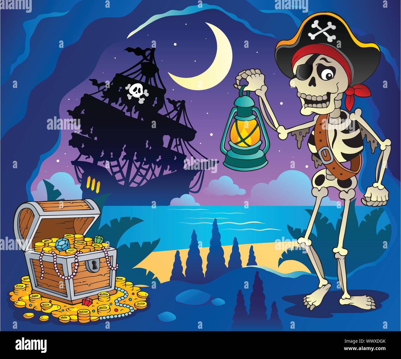 Pirate cove theme image 2 Stock Vector