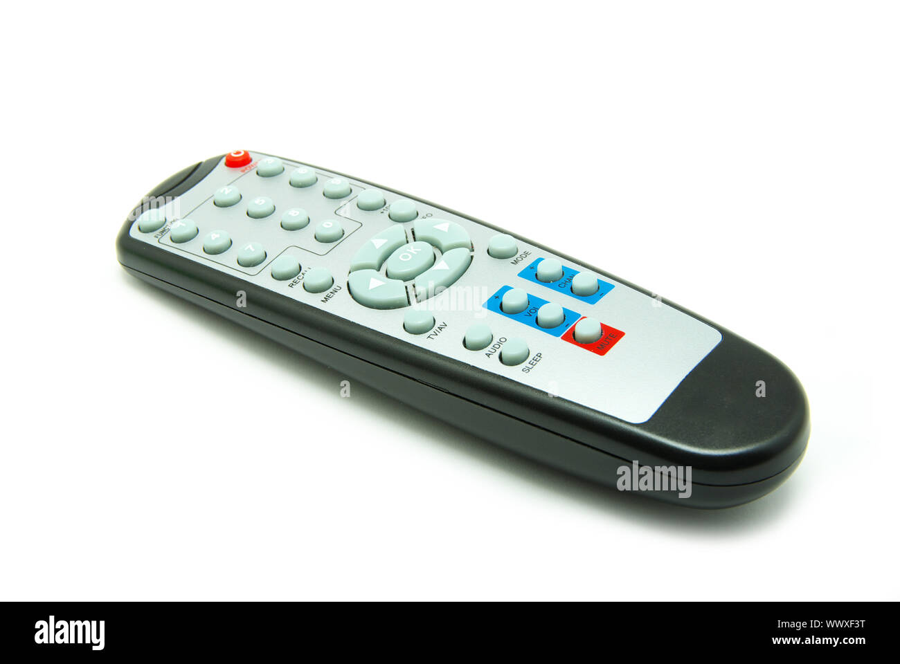 TV remote control isolated on white background Stock Photo - Alamy