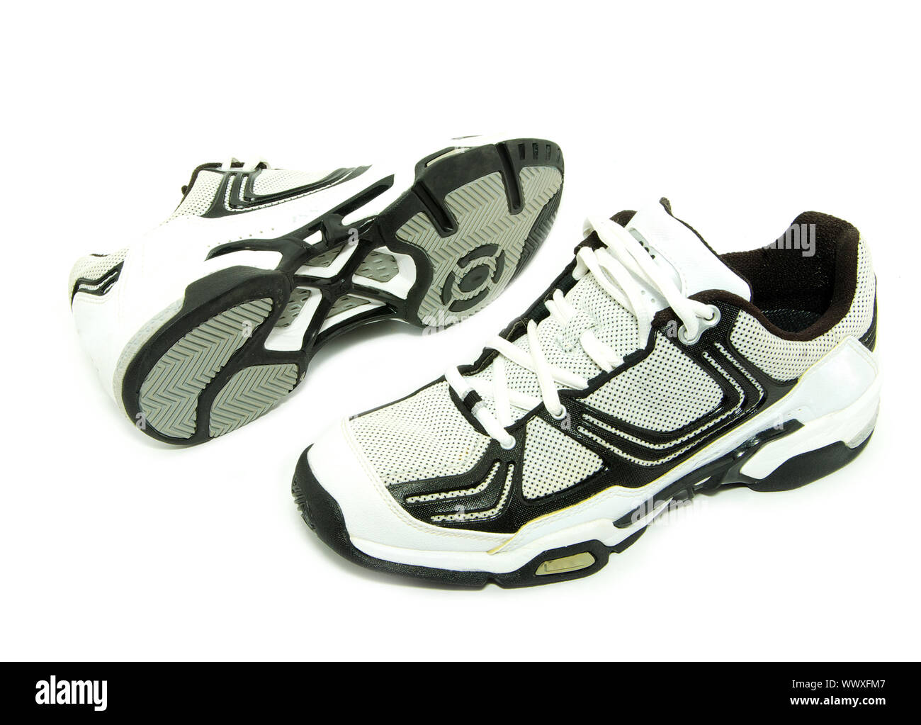 A pair of men's running shoes on white Stock Photo Alamy