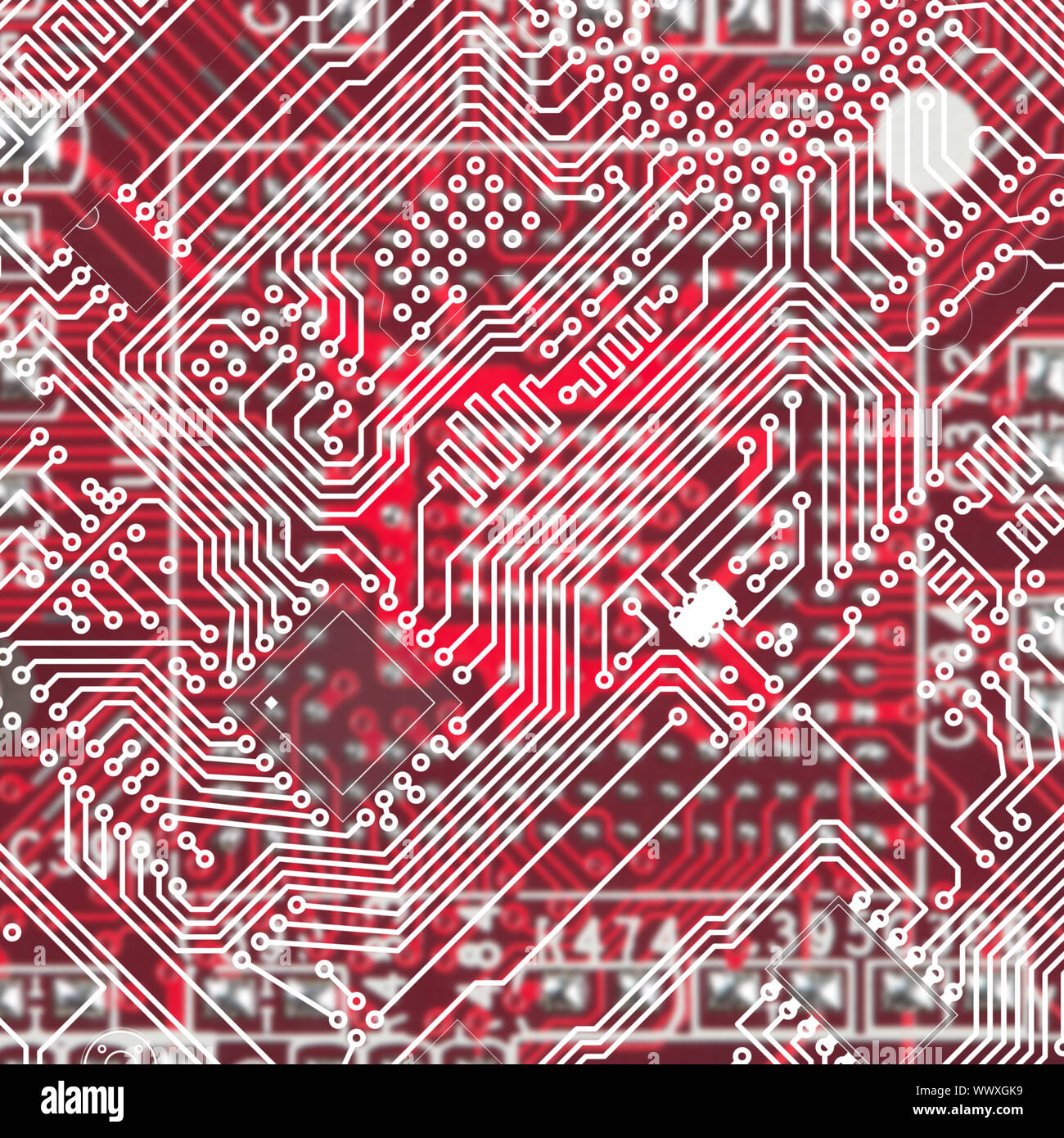 красная печатная плата. компьютерный фон. электроника красного цвета. электроника красная. микросхема в красном цвете.