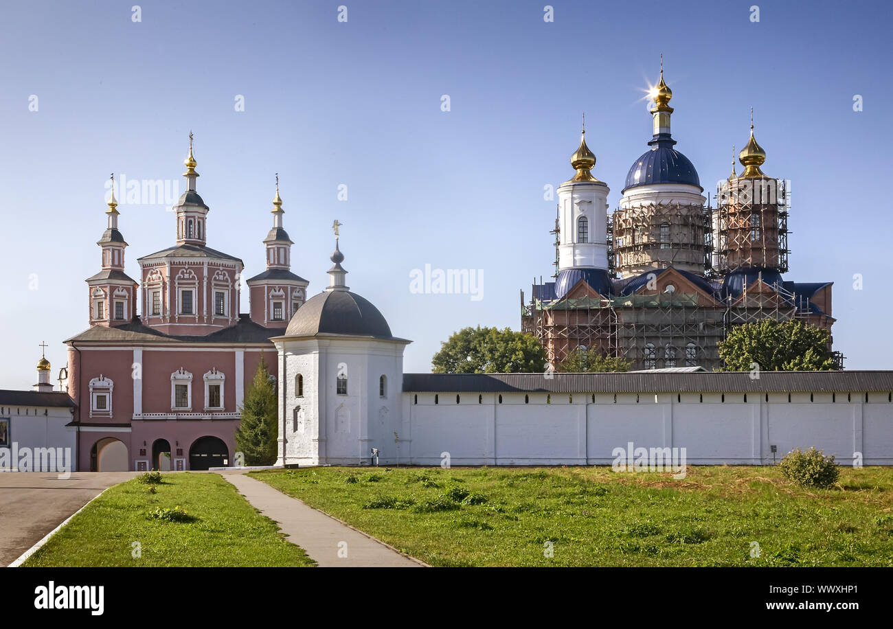 The restoration of the destroyed temple in the monastery Stock Photo ...