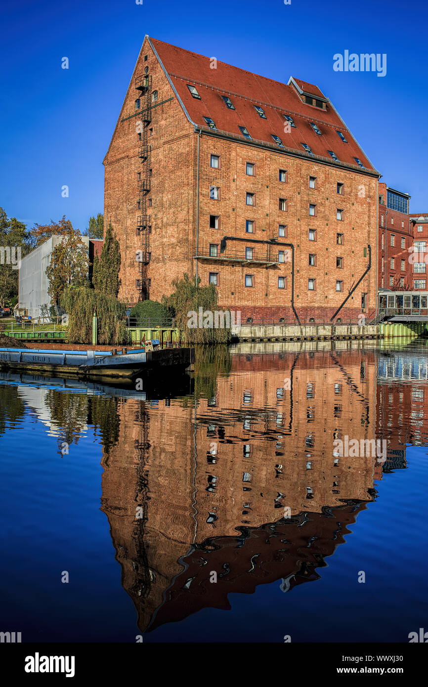 Old store in the port of Berlin Tegel Stock Photo