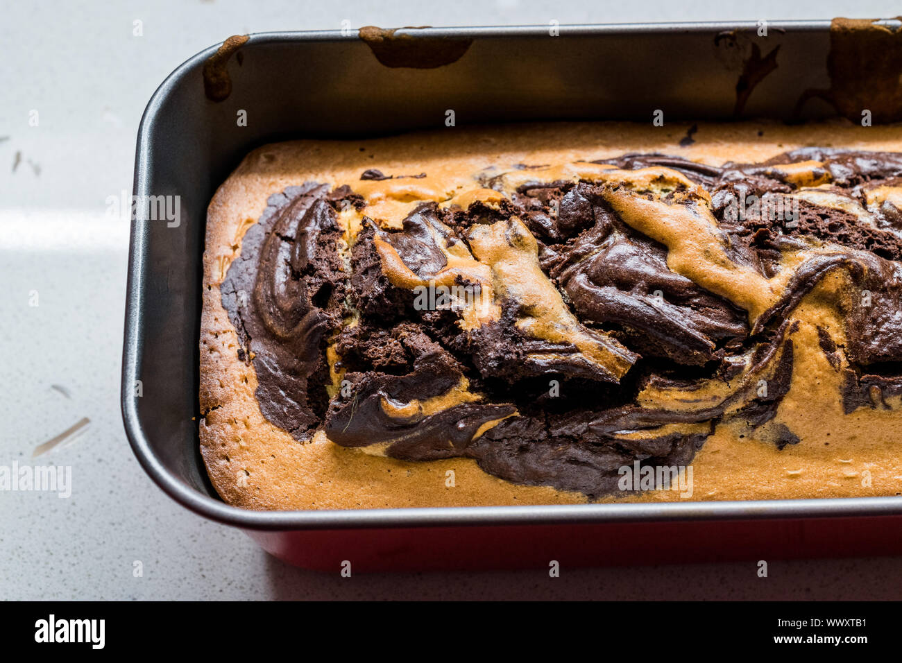Whole Marble Cake in Rectangular Cake Mold. Traditional Dessert Stock ...
