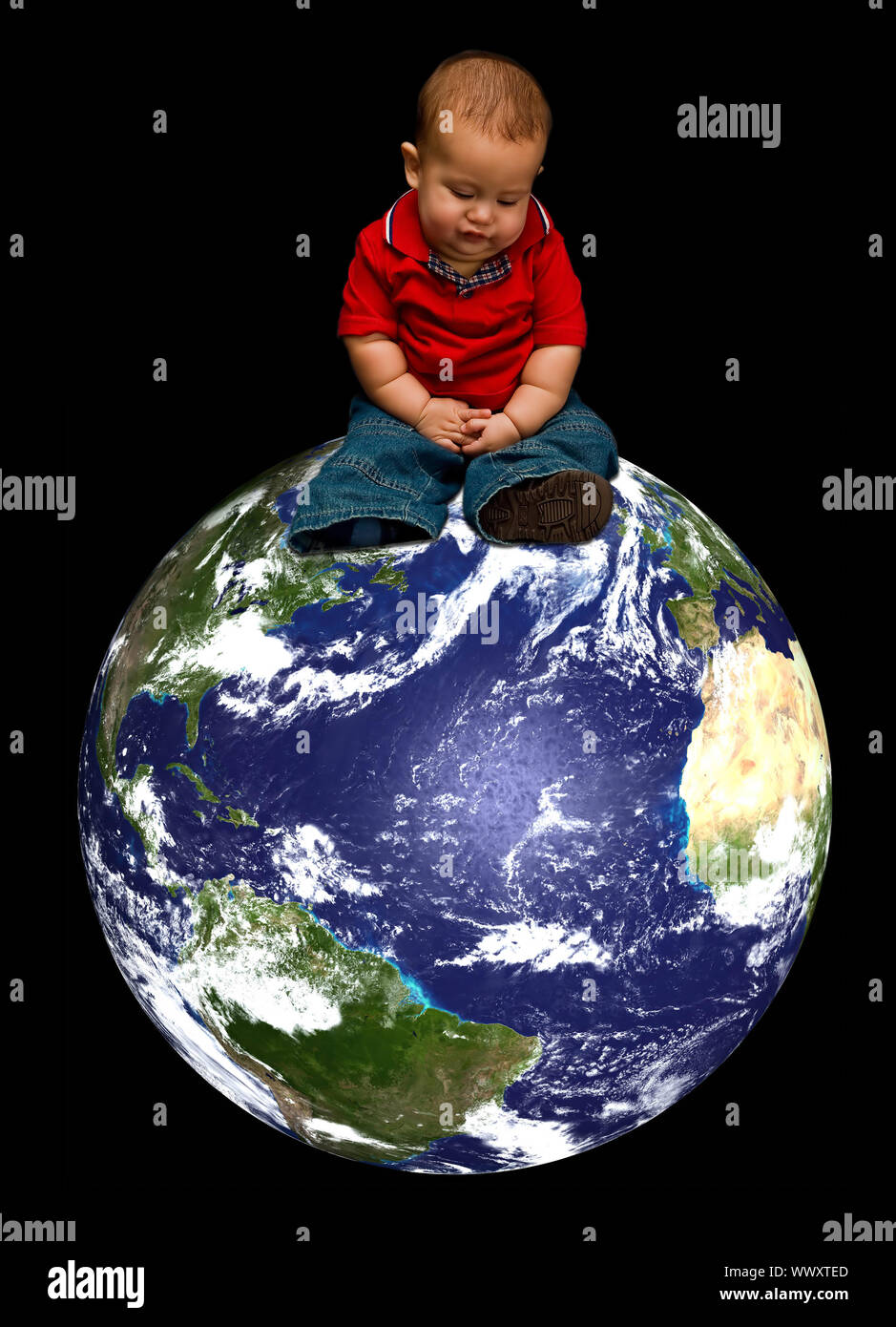 A young baby boy worried about our blue called Earth and it's