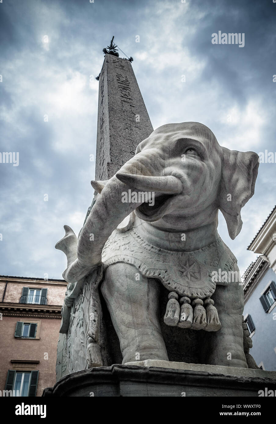 Elephant and Obelisk by Bernini in Piazza della Minerva, Rome, Italy Stock Photo