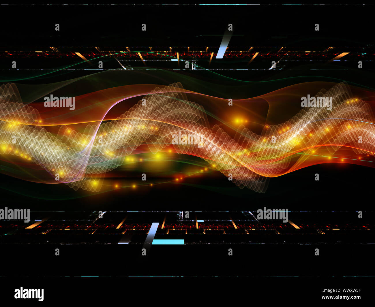 Design made of abstract sine waves and design elements to serve as ...