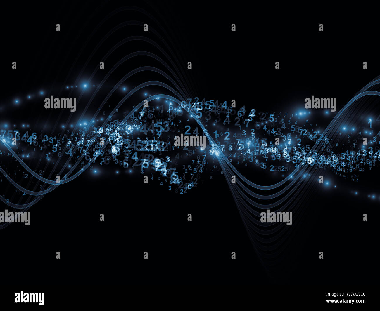 Abstract arrangement of abstract sine waves, numbers and design ...