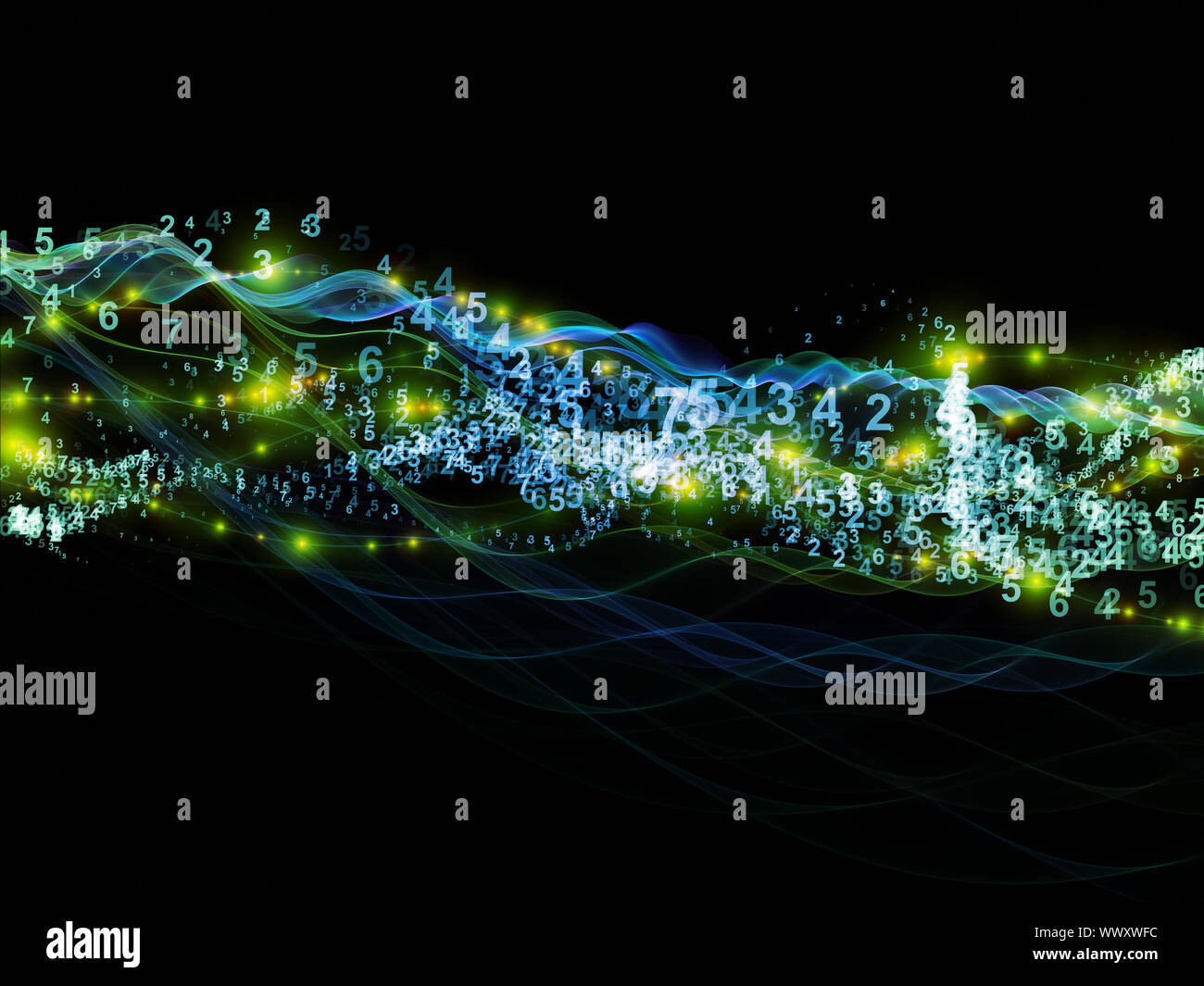 Creative arrangement of abstract sine waves, numbers and design ...