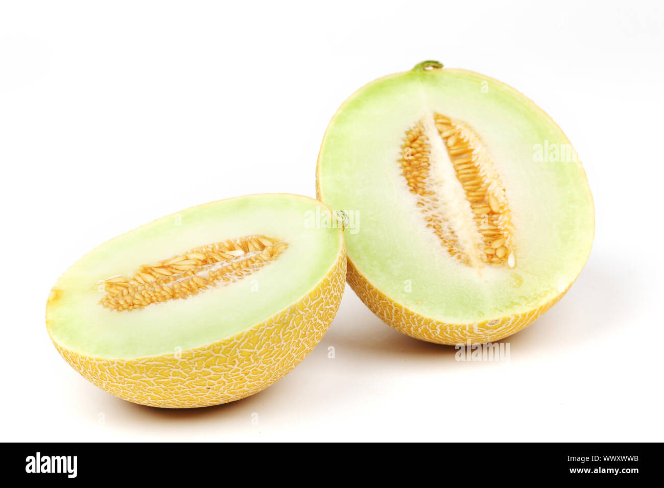 galia slice melone isolated on white Stock Photo