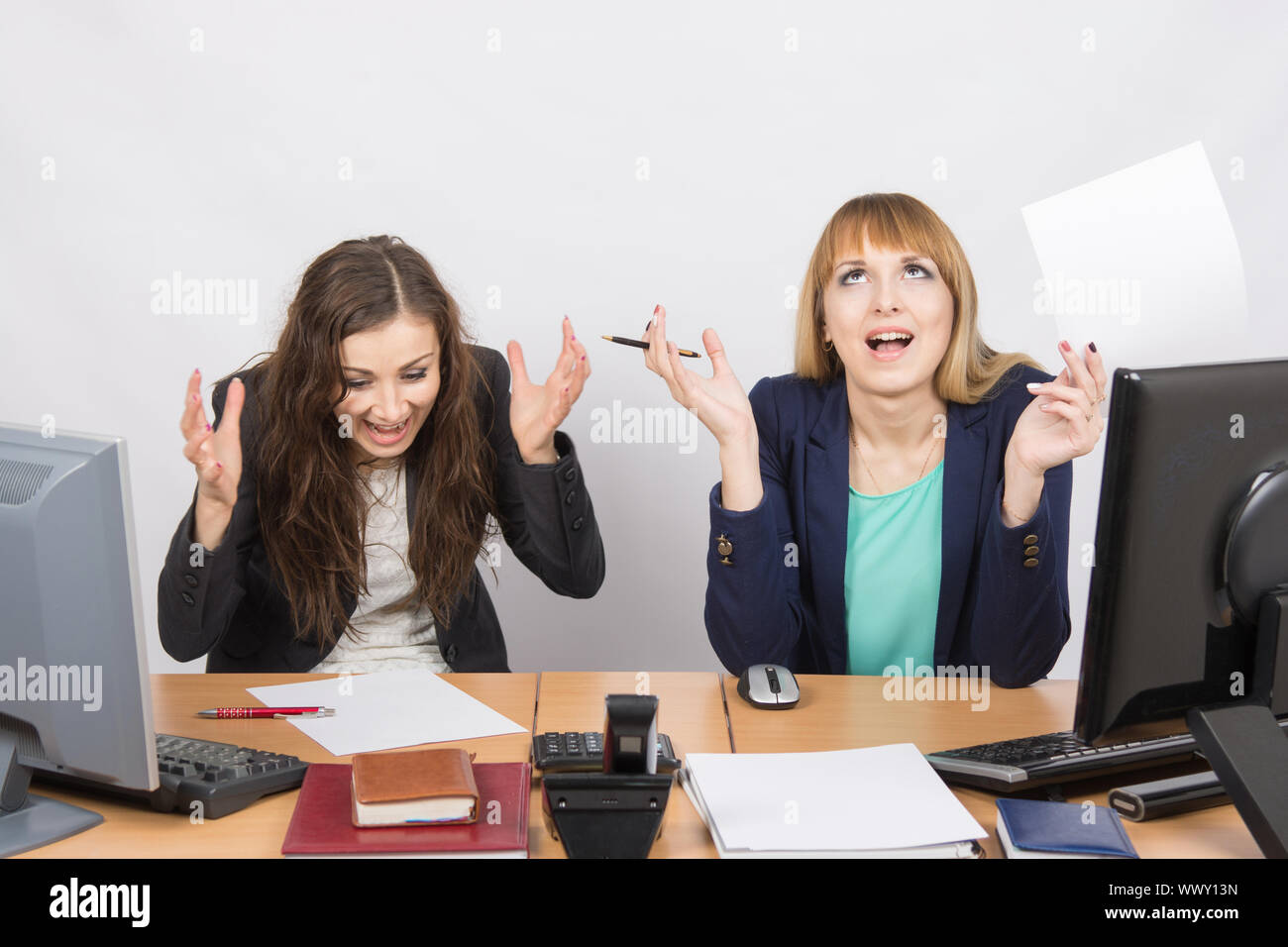 Two employee in the office and express rabost relief Stock Photo