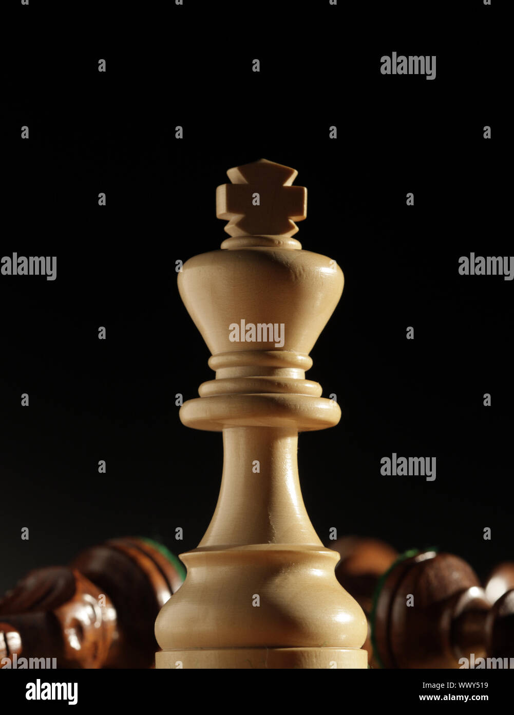 the winner king chess piece with others in background Stock Photo Alamy
