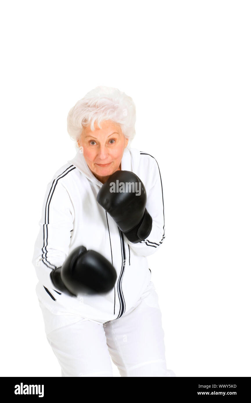 elderly woman with boxing gloves Stock Photo - Alamy