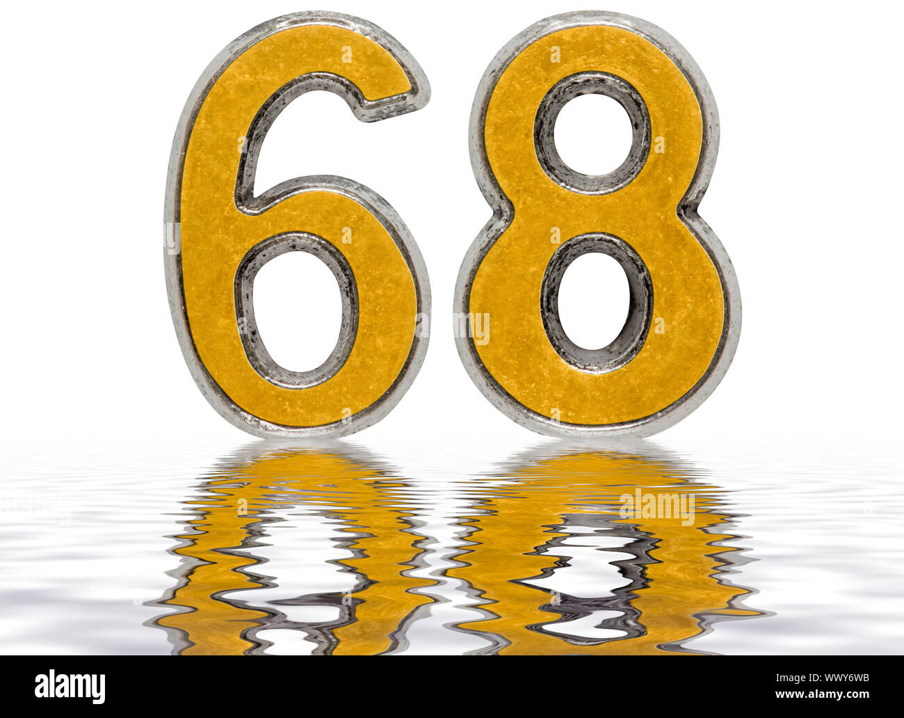 Numeral 68, sixty eight, reflected on