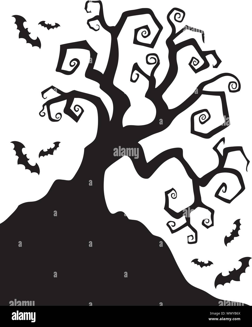 Spooky silhouette of Halloween tree Stock Vector Image & Art - Alamy