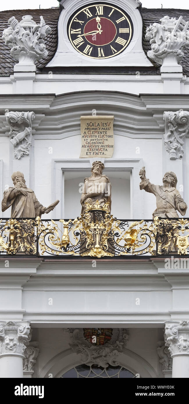 Sacral sculptures on the building of the Heiligen Stiege at the Kreuzbergkirche, Bonn, Germany Stock Photo