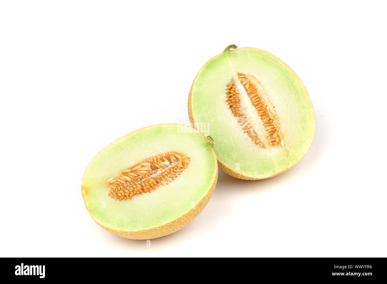 galia slice melone isolated on white Stock Photo