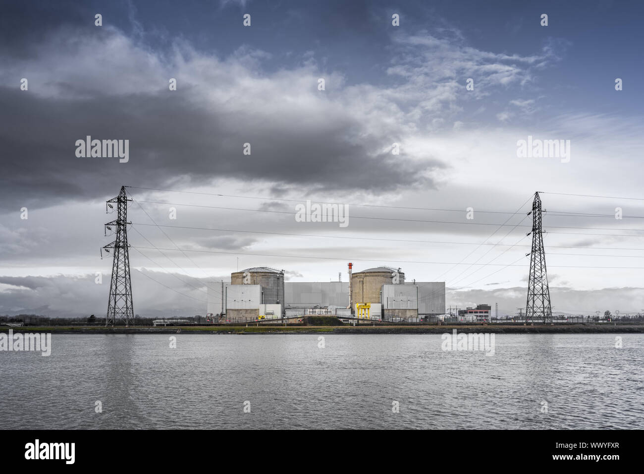 the very old pressurized water reactor at Fessenheim France at the German border Stock Photo