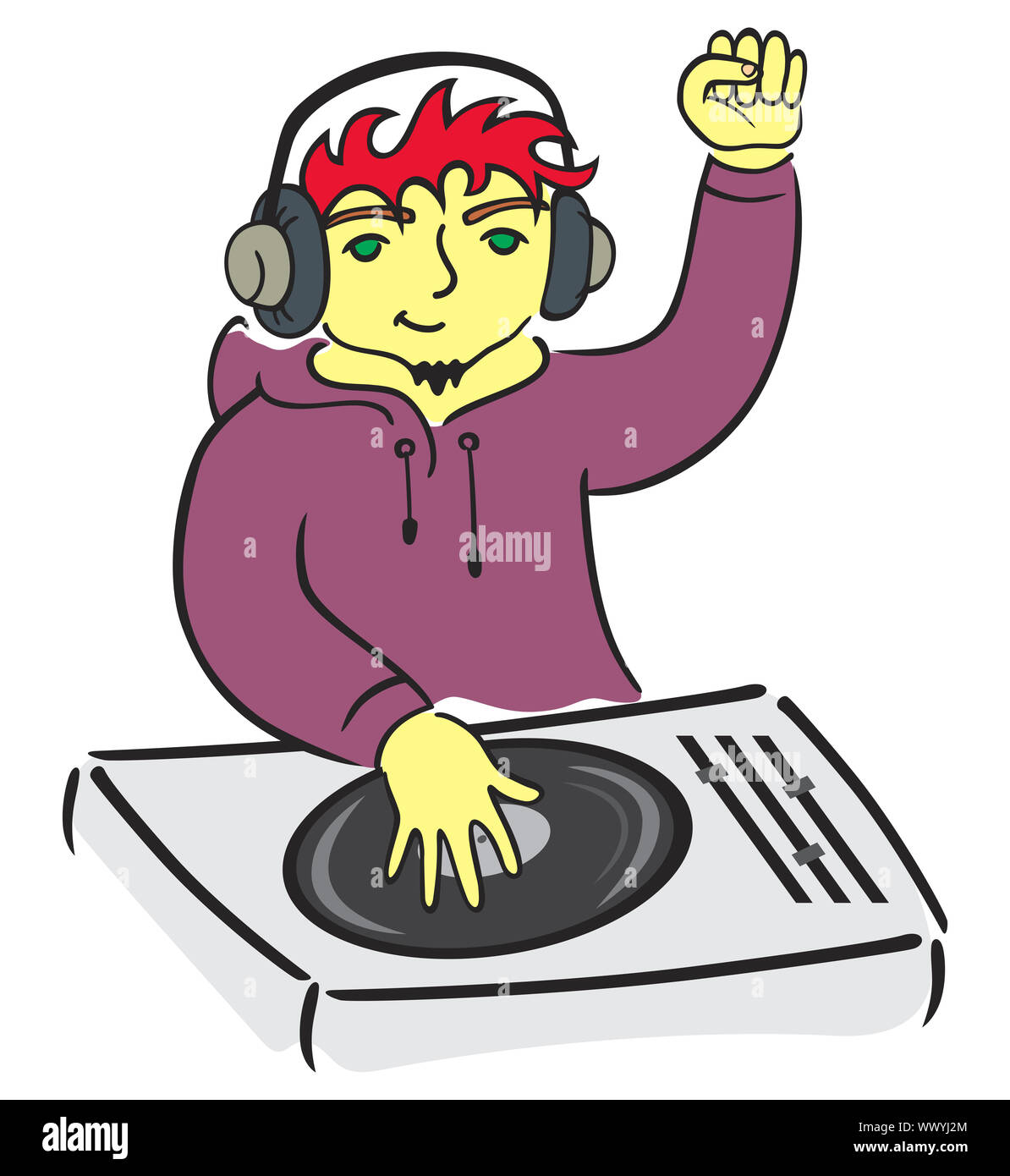 DJ behind console Stock Photo