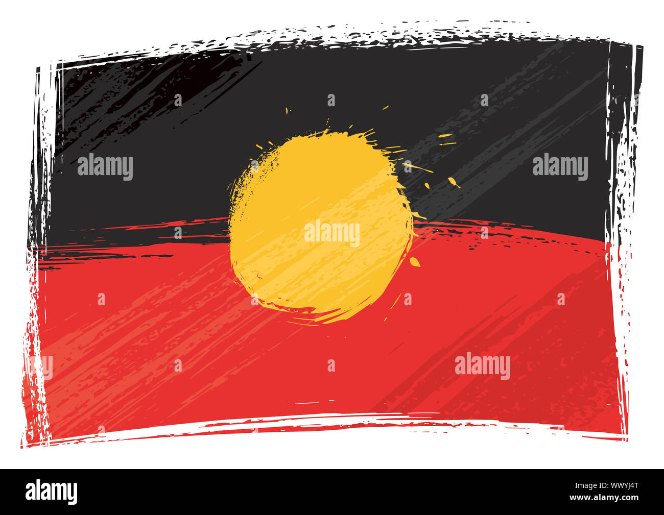 Grunge Aboriginal flag Stock Photo
