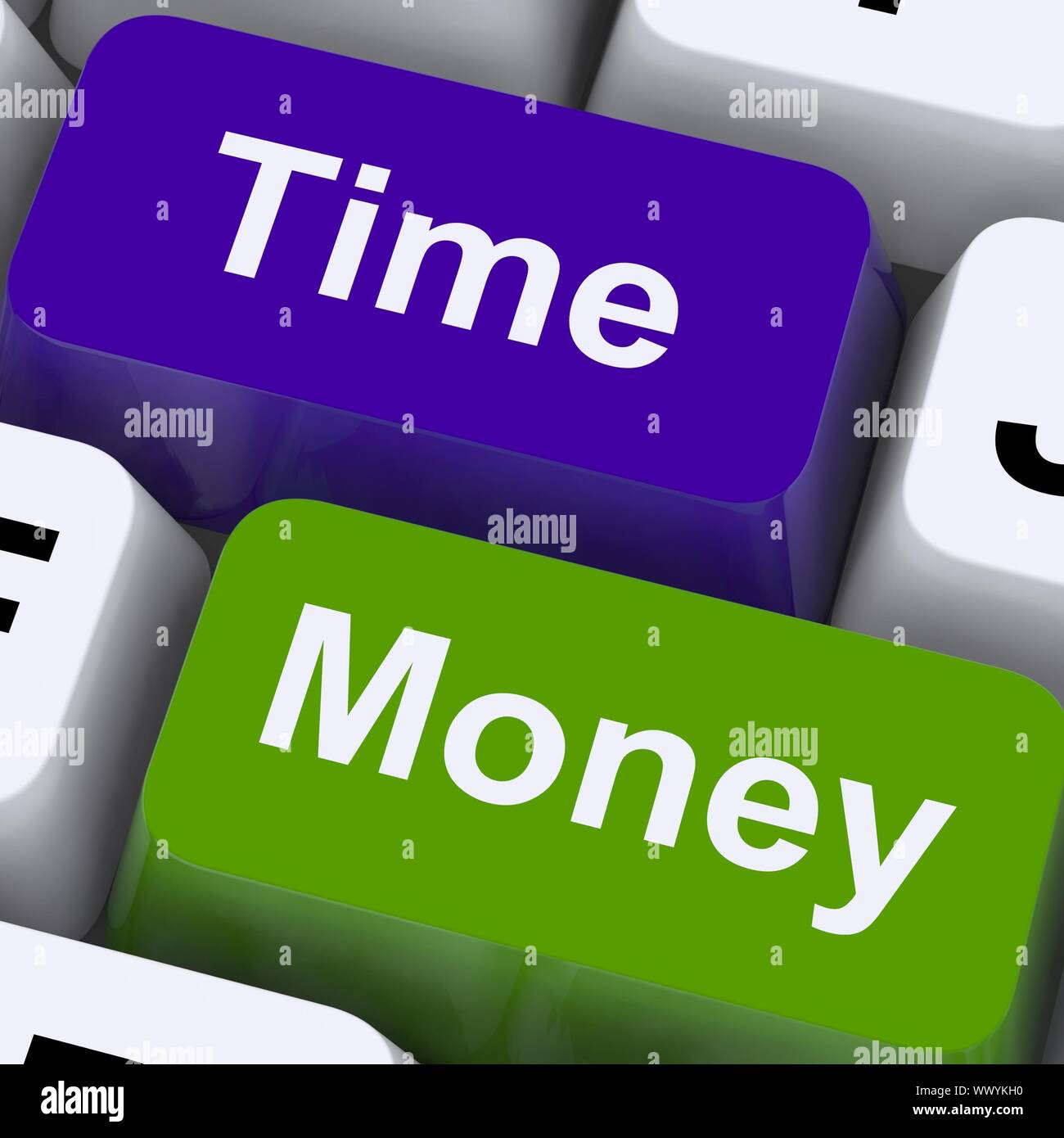 Time Money Keys Showing Hours Are More Important Than Wealth Stock ...