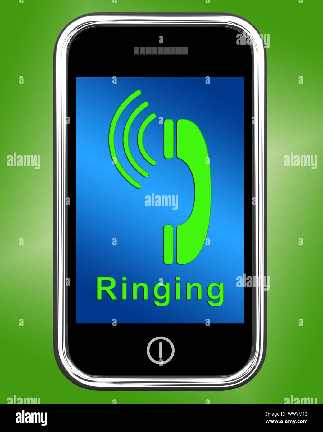 Ringing Icon On Mobile Phone Showing Smartphone Call Stock Photo - Alamy